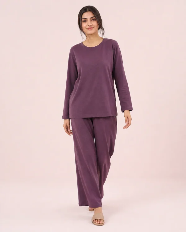 elrare plum solid lounge front view