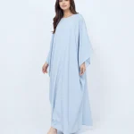 elrare powder blue solid kaftan front view