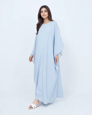 elrare powder blue solid kaftan front view