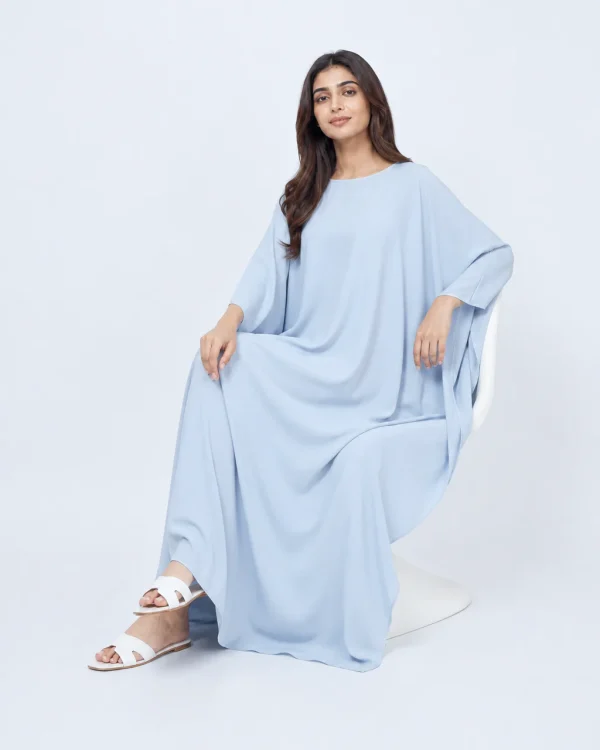 elrare powder blue solid kaftan seated