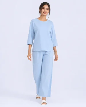 elrare powder blue solid lounge front view