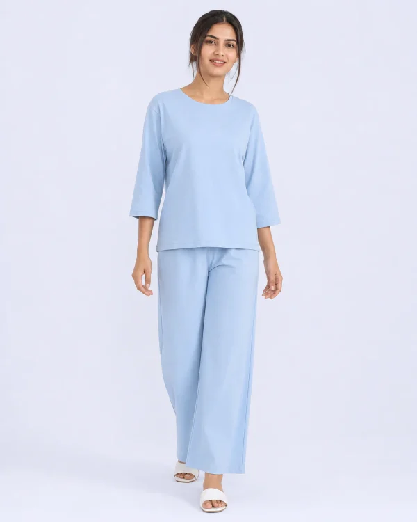 elrare powder blue solid lounge front view