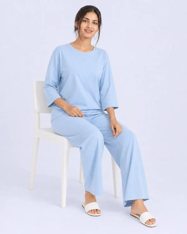 elrare powder blue solid lounge seated