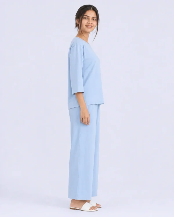 elrare powder blue solid lounge side view