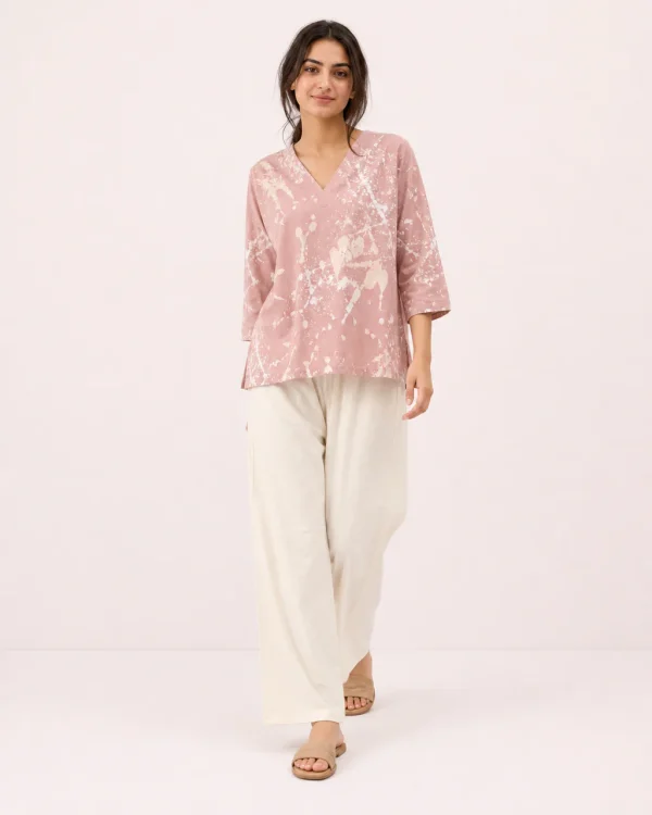 elrare rose abstract splatter lounge front view