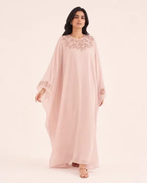 elrare rose gold thread kaftan front view