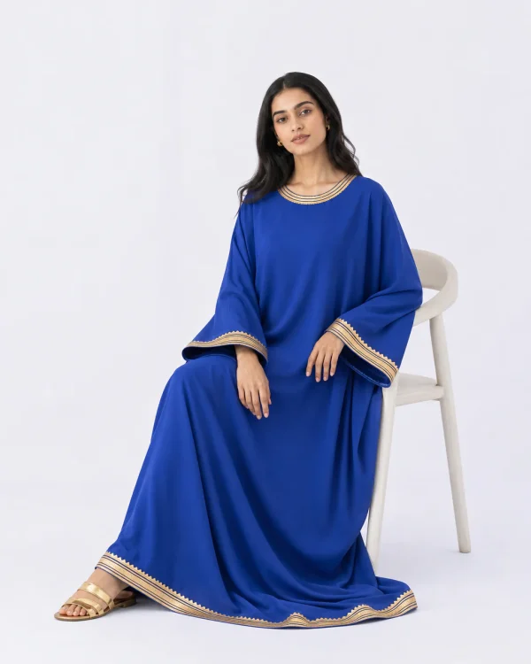 elrare royal blue gota kaftan seated