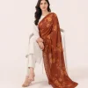 elrare rust autumn floral dupatta seated
