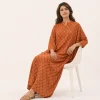 elrare rust geometric kaftan seated