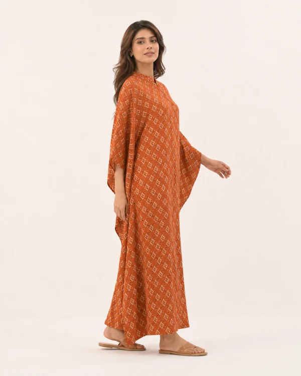 elrare rust geometric kaftan side view