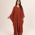 elrare rust solid kaftan front view