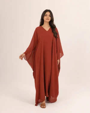 elrare rust solid kaftan front view