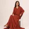 elrare rust solid kaftan seated