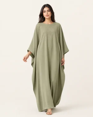 elrare sage kantha kaftan front view