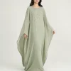 elrare sage mirror work kaftan front view
