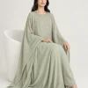 elrare sage mirror work kaftan seated