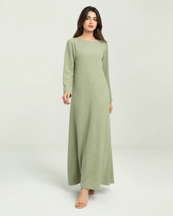 elrare sage plain maxi front view