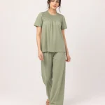 elrare sage smocking yoke lounge front view