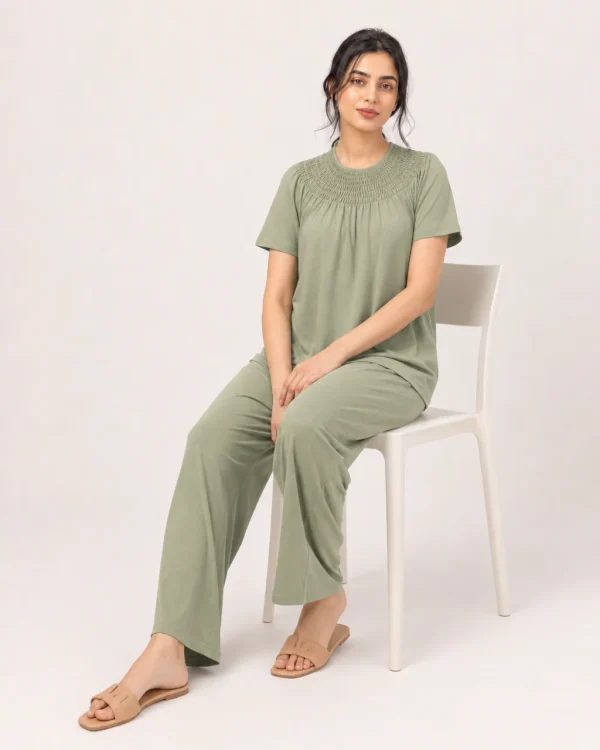 elrare sage smocking yoke lounge seated