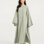 elrare sage solid kaftan front view