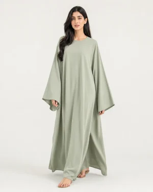 elrare sage solid kaftan front view