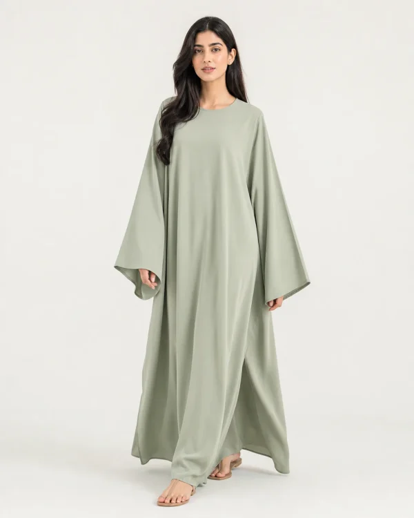 elrare sage solid kaftan front view