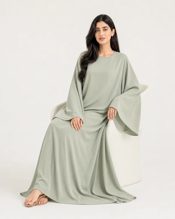 elrare sage solid kaftan seated