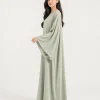 elrare sage solid kaftan side view