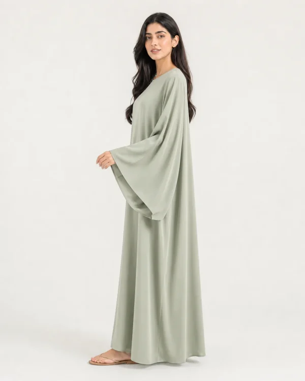 elrare sage solid kaftan side view