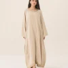 elrare sand gota kaftan front view