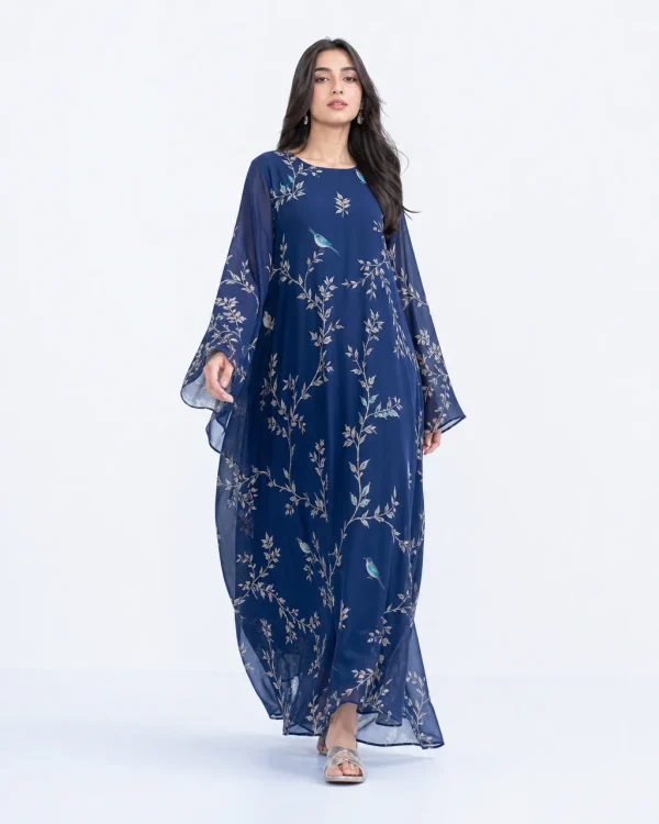 elrare sapphire bird kaftan front view