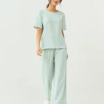 elrare seafoam linen solid lounge front view