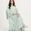 elrare seafoam solid kaftan seated