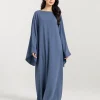 elrare slate blue solid kaftan front view