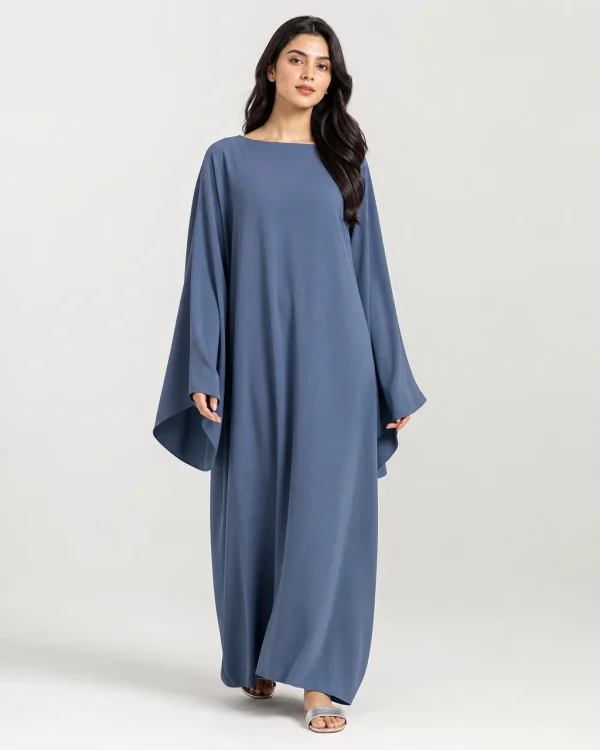 elrare slate blue solid kaftan front view