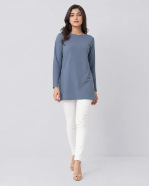 elrare slate blue top front view