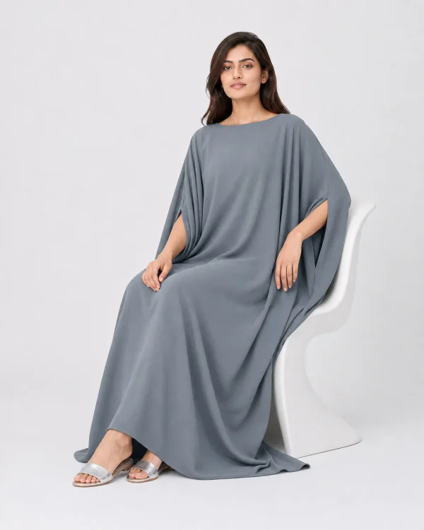 elrare steel grey solid kaftan seated
