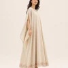 elrare stone beige resham kaftan side view