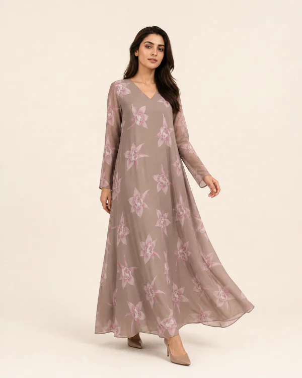 elrare taupe orchid maxi front view