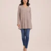 elrare taupe orchid top front view