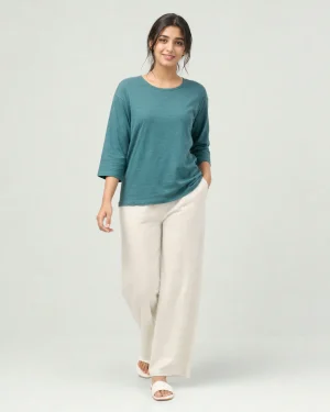 elrare teal ivory contrast lounge front view