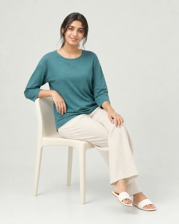 elrare teal ivory contrast lounge seated