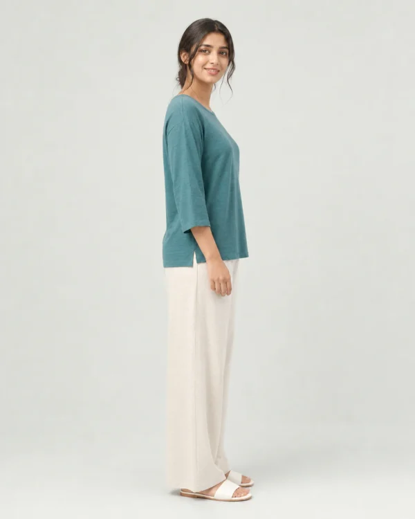 elrare teal ivory contrast lounge side view