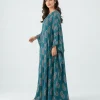 elrare teal paisley kaftan side view