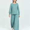 elrare teal smocking sleeve lounge front view