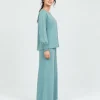 elrare teal smocking sleeve lounge side view