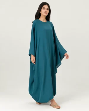 elrare teal solid kaftan front view