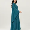 elrare teal solid kaftan side view