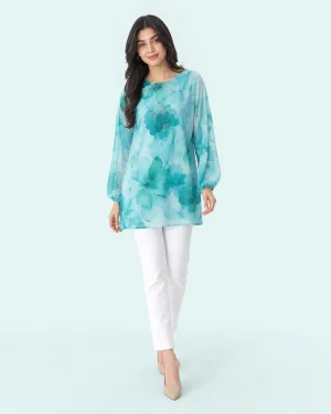 elrare teal watercolor top front view