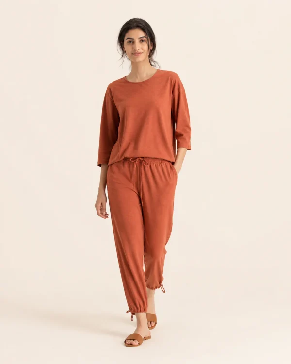 elrare terracotta drawstring lounge front view